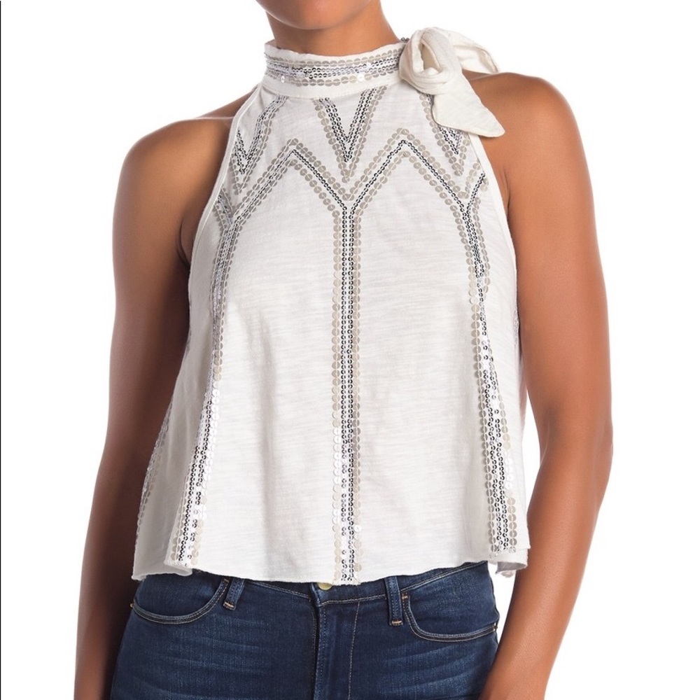 NWT Free People White Glitter City Tank